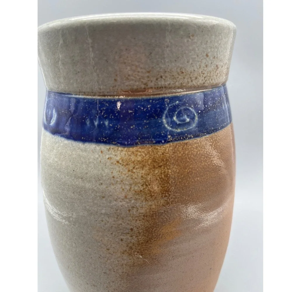 Vintage BUCK Pottery Glazed Stoneware Vase‎ - 8 Inches - Gruene Texas